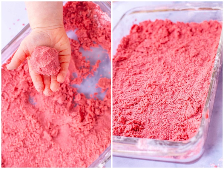 tuto activité manuelle facile et rapide faire du sable magique recette complète enfants maternelle 2 3 ans