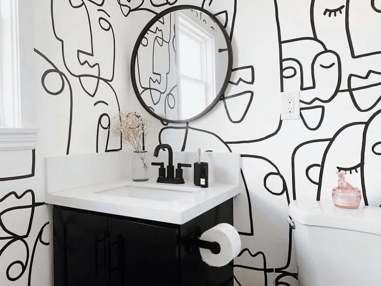 art abstrait tapisserie murale salle de bain