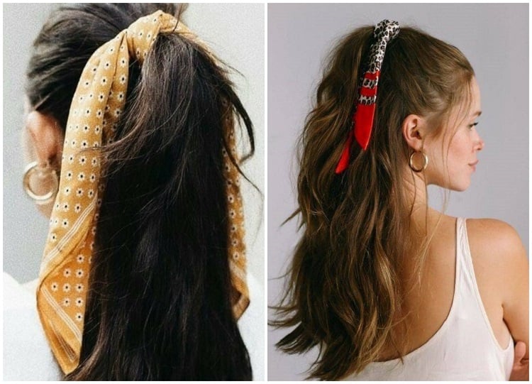 Easy long hairstyles with a scarf