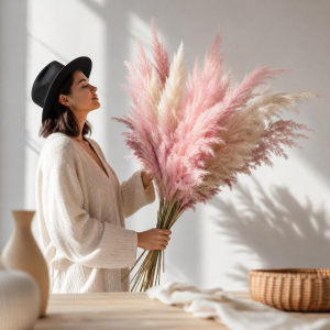 comment profiter plumes herbe pampas rose décoration intérieure