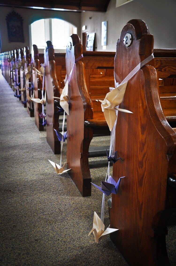 décoration mariage pas cher banc église grues origami