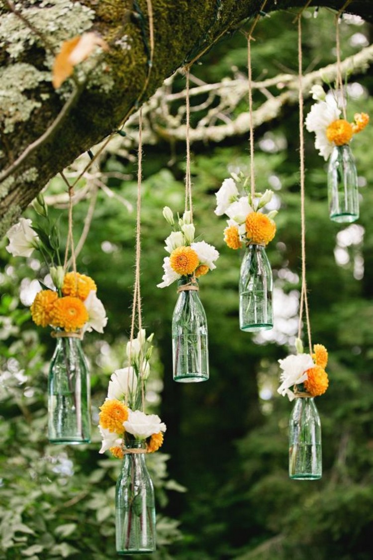 décoration mariage pas cher carafes vases suspendre