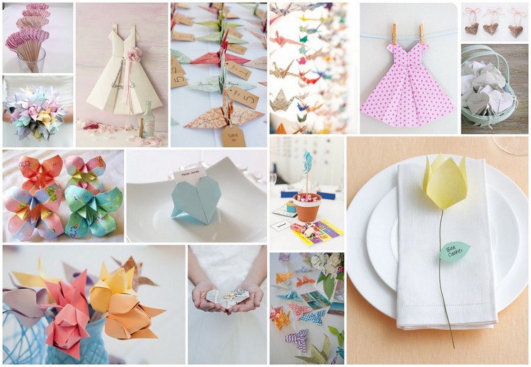 décoration mariage pas cher papier couleurs pastel origami
