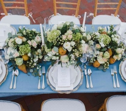 diy déco table mariage avec fleurs et fruits