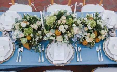 diy déco table mariage avec fleurs et fruits