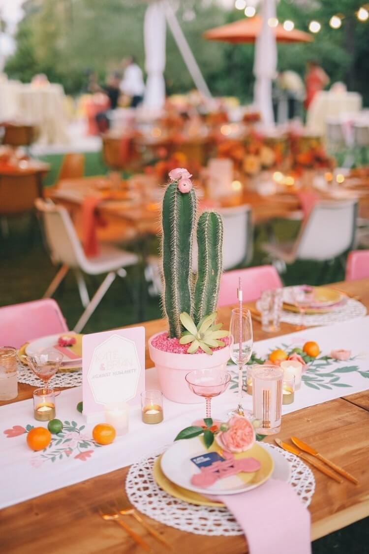 déco table mariage nature chic cactus en pot