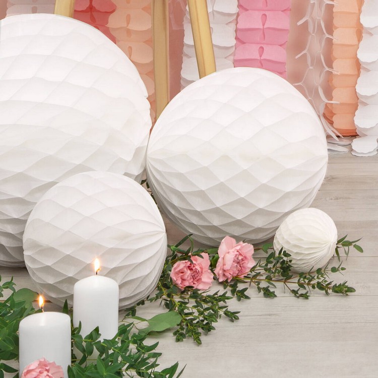 décoration mariage pas cher boules papier alvéolé nid abeilles