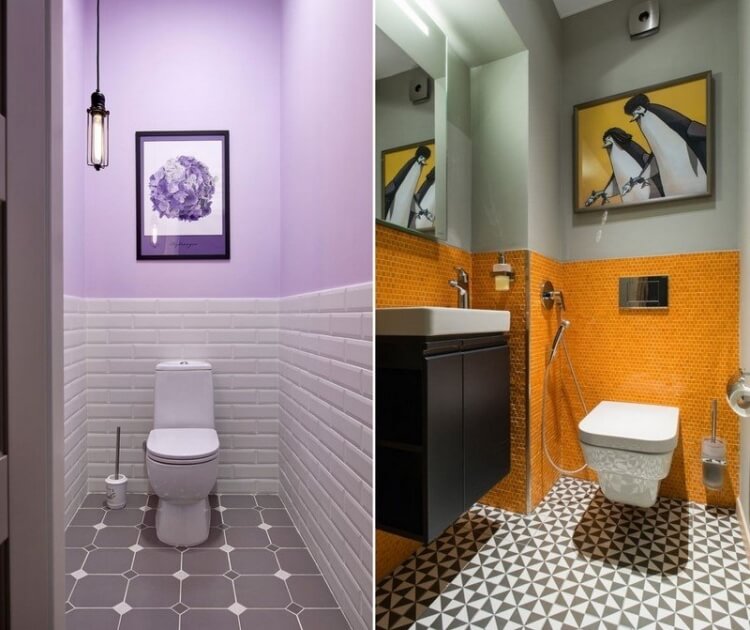 idée déco toilettes originales couleur vives