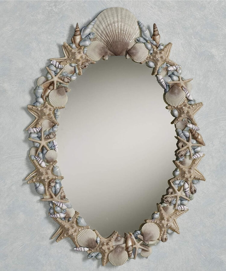idées déco avec coquillages cadre miroir