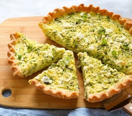 tarte à la courgette chèvre oigonns verts recette classique facile