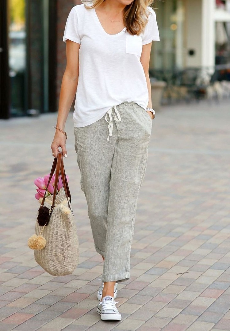 Asos Pantalon en lin gris clair style mode des rues Mode Pantalons Pantalons en lin 