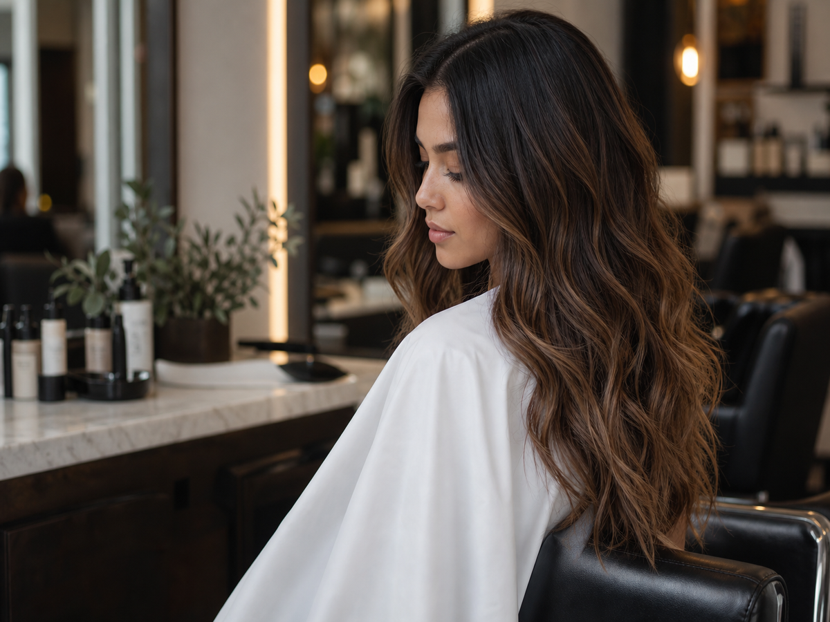 balayage maison chocolat marron cheveux brun noir chatain
