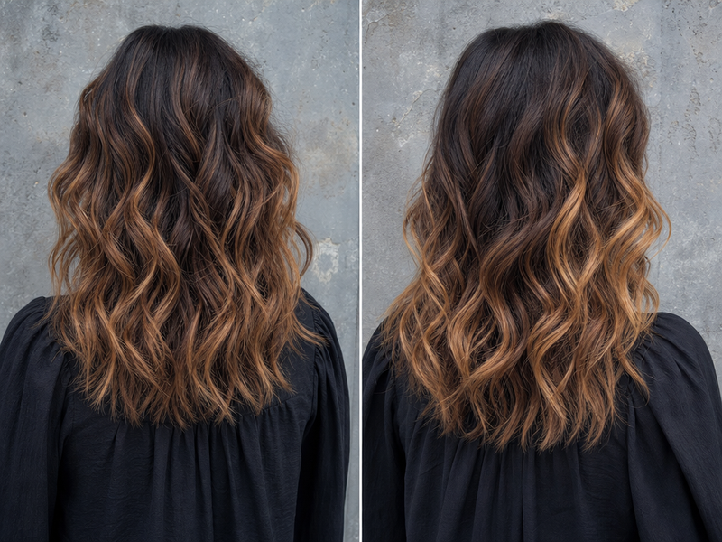 coloration marron balayage chocolat sur brune pour qui