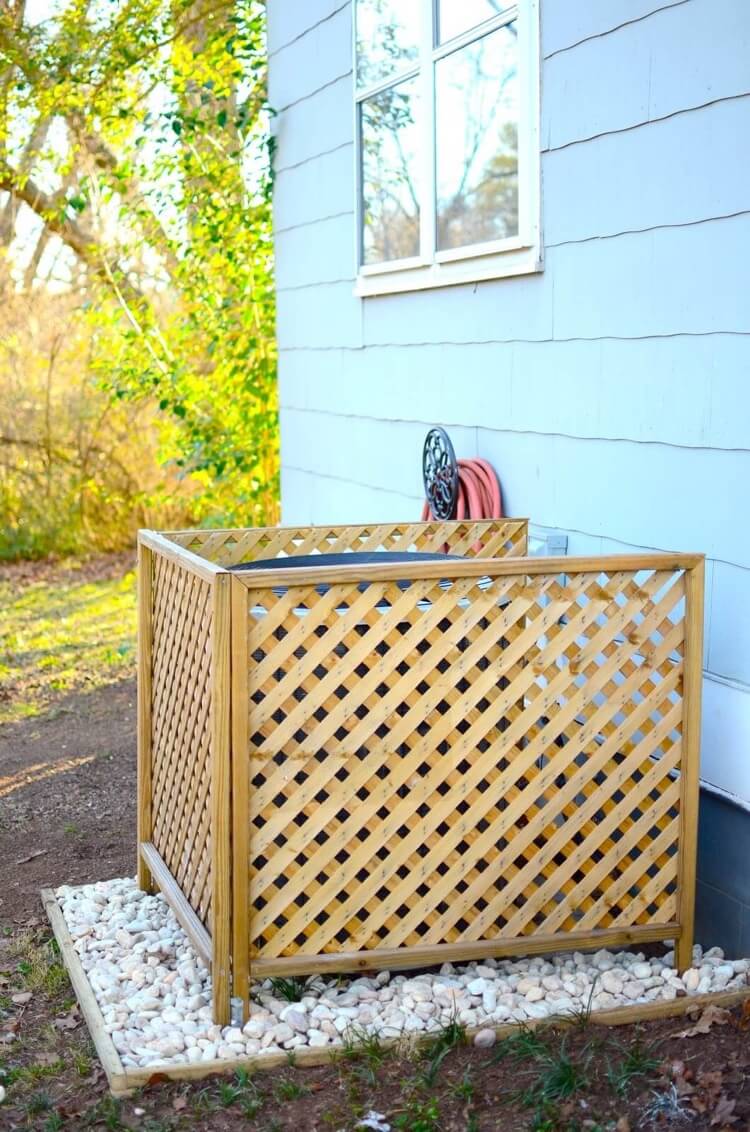 cache-climatiseur extérieur pas cher clôture panneaux de treillis en bois