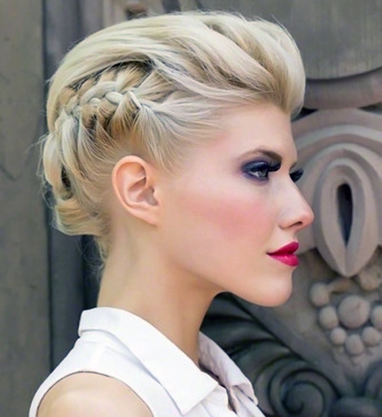 Short wedding hairstyle with side braid