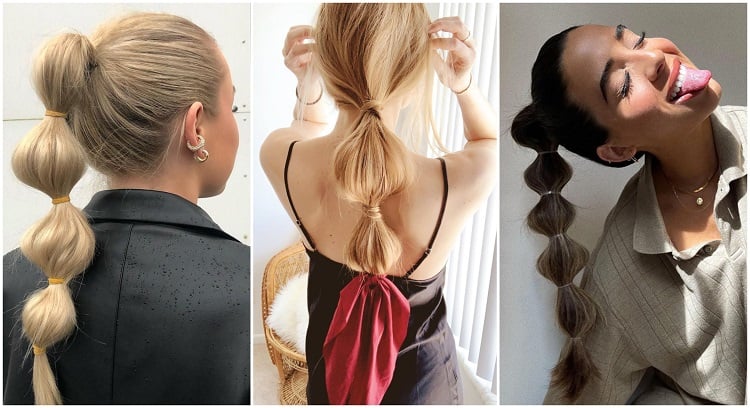 Hairstyle for back to school teenage long ponytail bubble tail