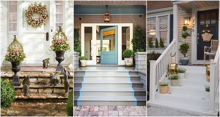 idee entree exterieur maison avec escalier aménagement déco