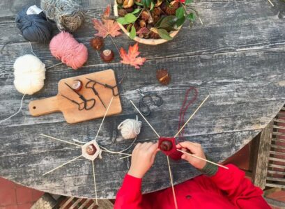 idée bricolage facile pour l'automne toiles d’araignées avec marrons