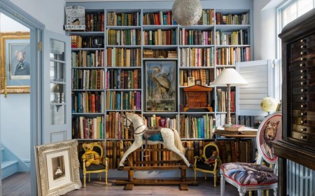 idée décoration bibliothèque maison originale objets vintage antiques