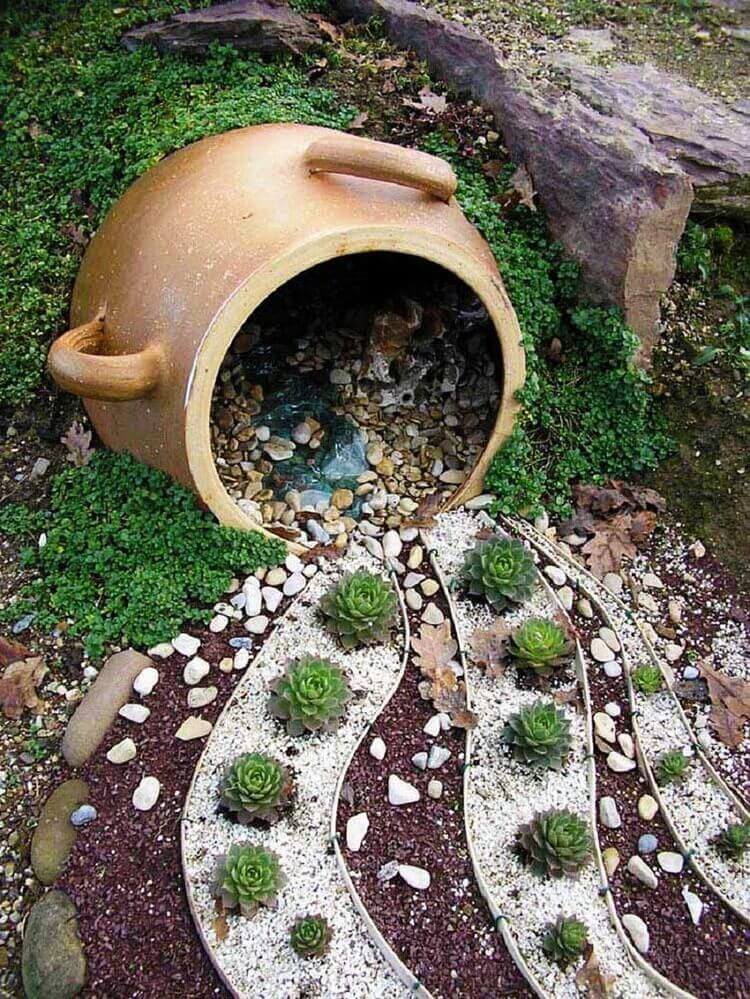 idée décoration jardin extérieur faire soi meme pierre galets cailloux