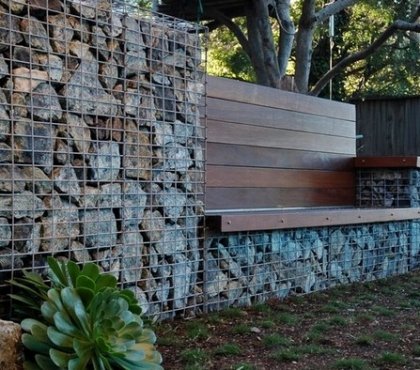 idée décoration jardin extérieur pierre mur gabillon banc