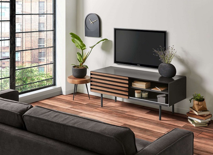 meuble tele moderne noir et bois