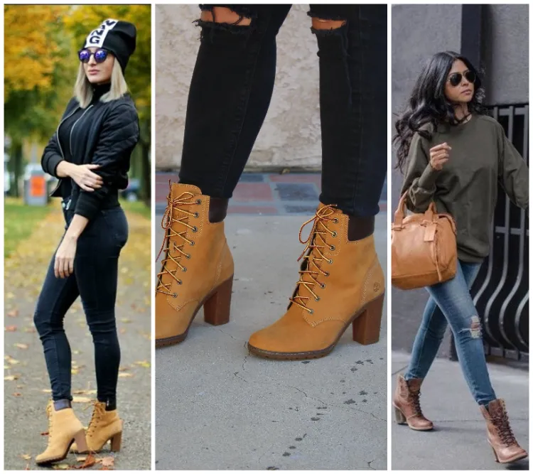 avec quoi porter des timberland a talon femme style élégant skinny jeans mode femme 2021