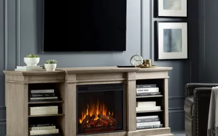 cheminée électrique murale décorative meuble téléviseur dessus