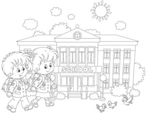 coloriage rentrée maternelle imprimer petits écoliers école