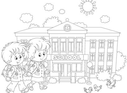 coloriage rentrée maternelle imprimer petits écoliers école