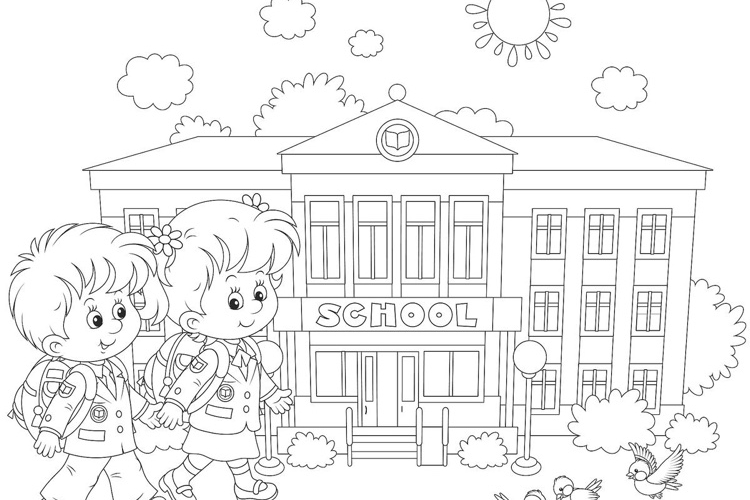 coloriage rentrée maternelle imprimer petits écoliers école