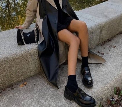 comment porter des mocassins femme en cuir vernis noir automne 2021