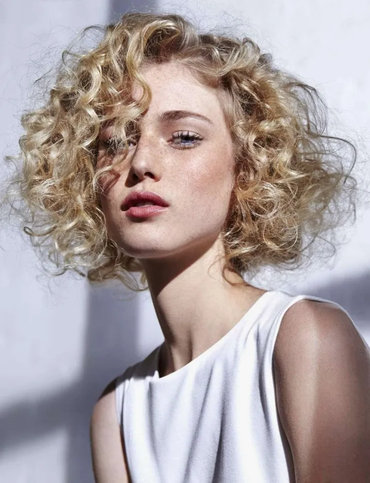 square blonde curly hair