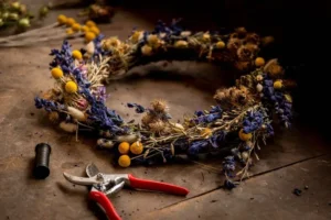 couronne de fleurs séchées à fabriquer décoration automne