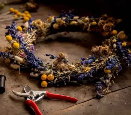 couronne de fleurs séchées à fabriquer décoration automne