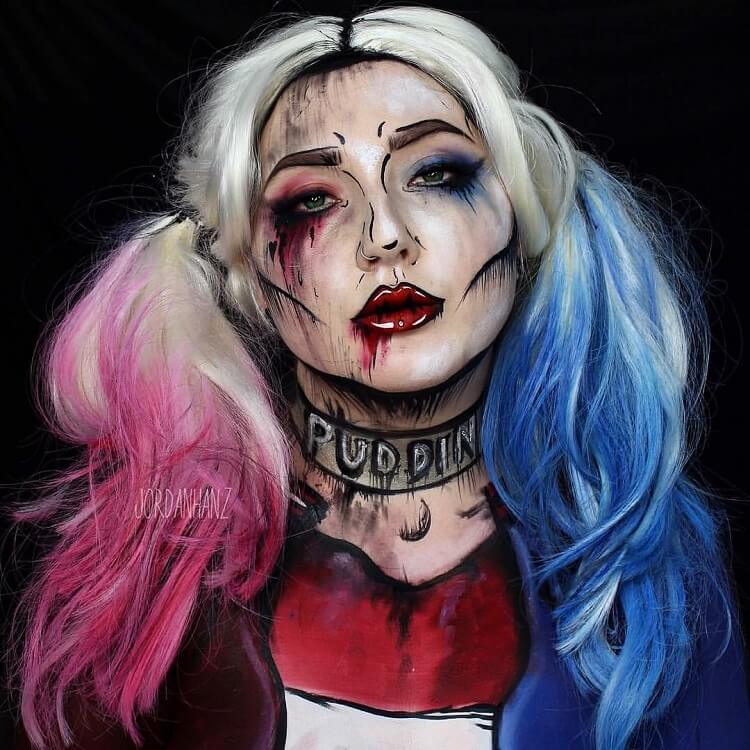 déguisement halloween Harley Quinn de style pop art