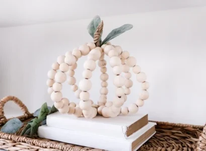déco automne faire soi même citrouille DIY perles en bois projet facile