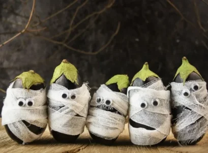 diy momies aubergines pour halloween