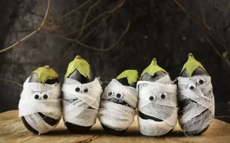 diy momies aubergines pour halloween