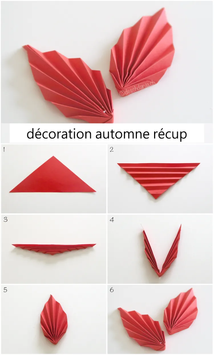 feuille origami idée decoration automne papier récup faire soi meme
