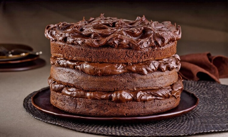 gâteau au chocolat avec du chocolat en poudre