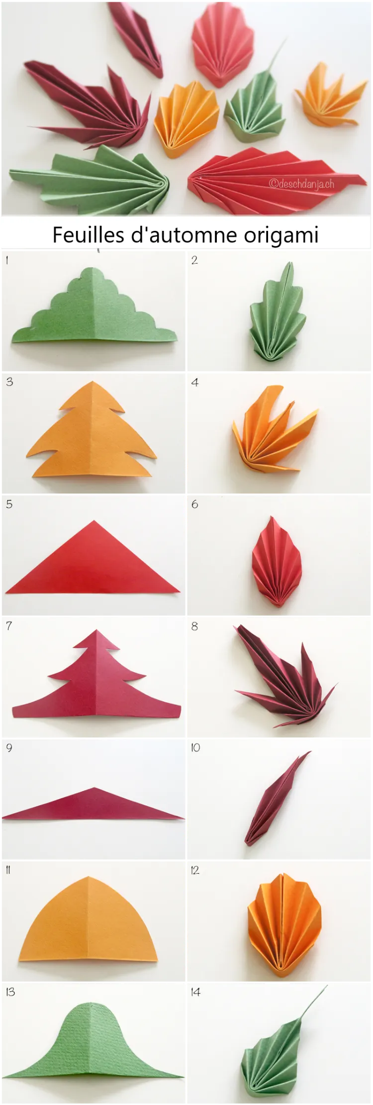 idée décoration automne récup DIY feuilles papier couleur origami