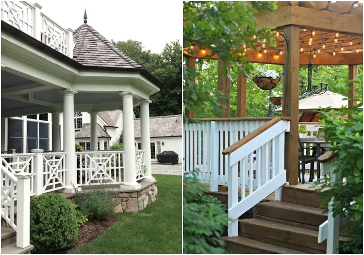 idée rambarde terrasse bois peint blanc porche véranda