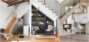 idées aménagement sous escalier un quart tournant demi tournant rangement
