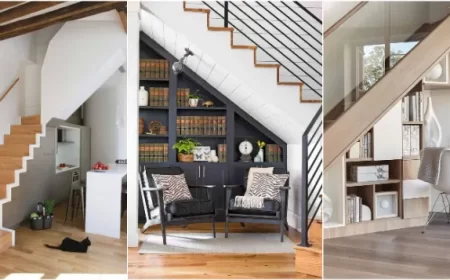 idées aménagement sous escalier un quart tournant demi tournant rangement