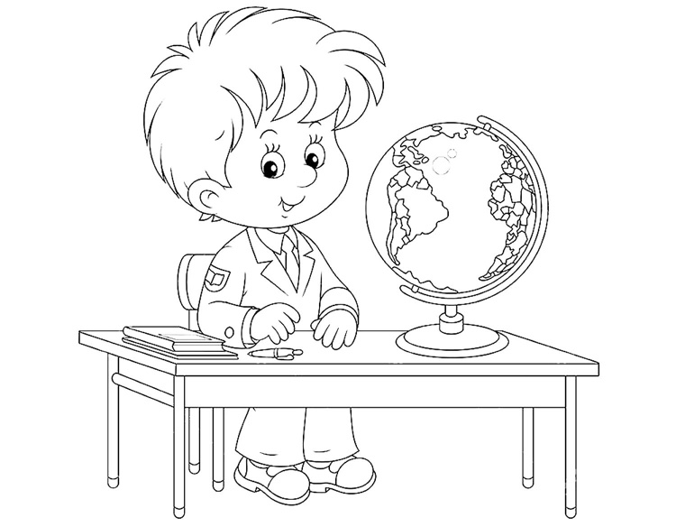 petit écolier globe terrestre pupitre dessin à colorier gratuit