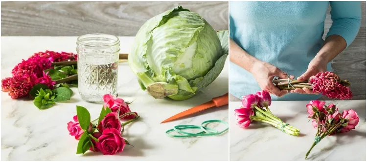 projet bricolage déco chou comestible détourné vase fleurs original
