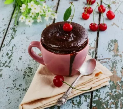 recette mug cake au chocolat et cerise
