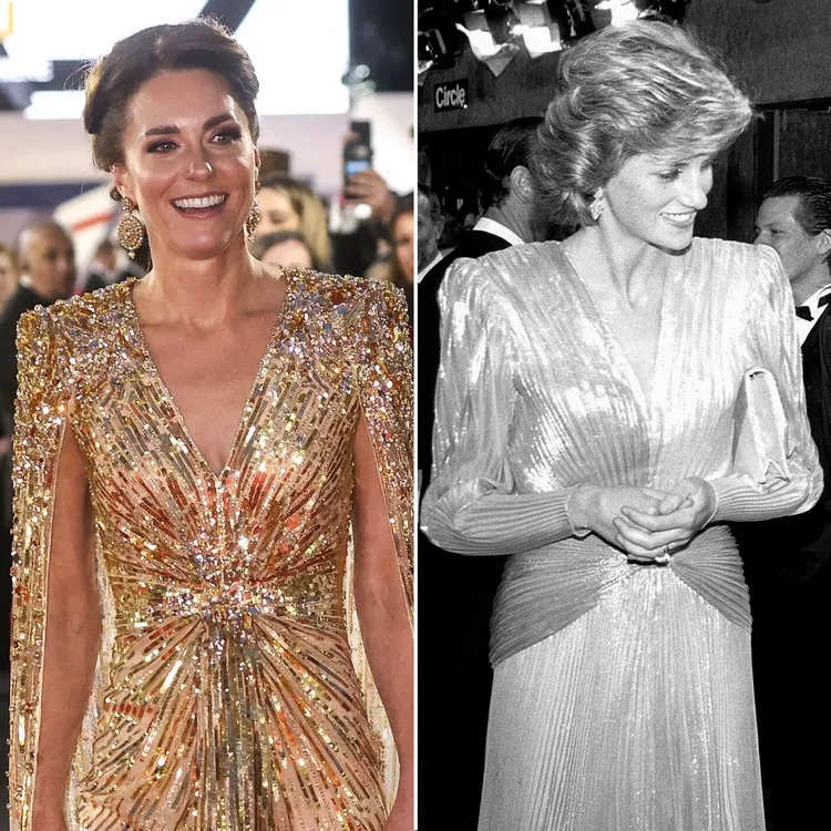 Kate Middleton robe James Bond Jenny Packham sublime robe dorée à paillettes hommage à princesse Diana