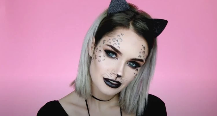 Maquillage Halloween yeux de chat femme tuto video